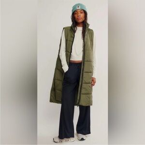 FP Movement by Free People Olive Green Long Puffer Vest